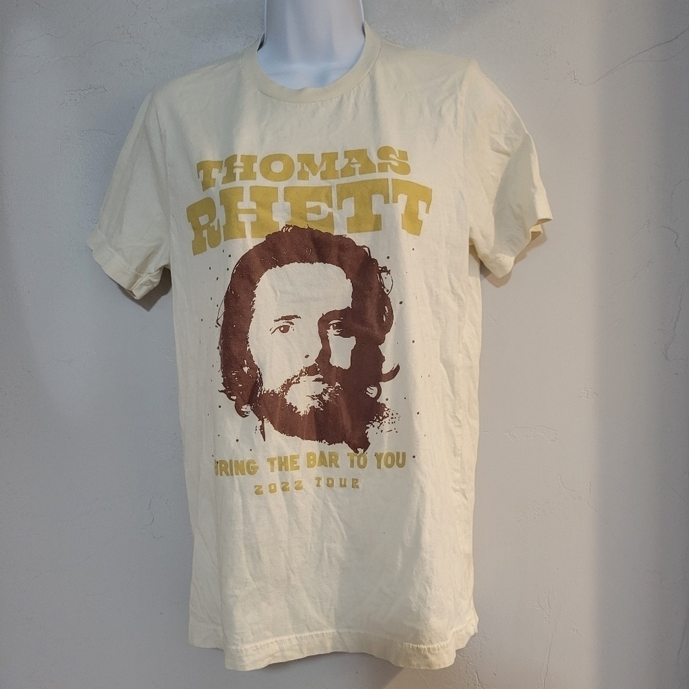 Thomas Rhett Women's Medium Beige Short Sleeve Graphic Tee Band Concert Tour Top